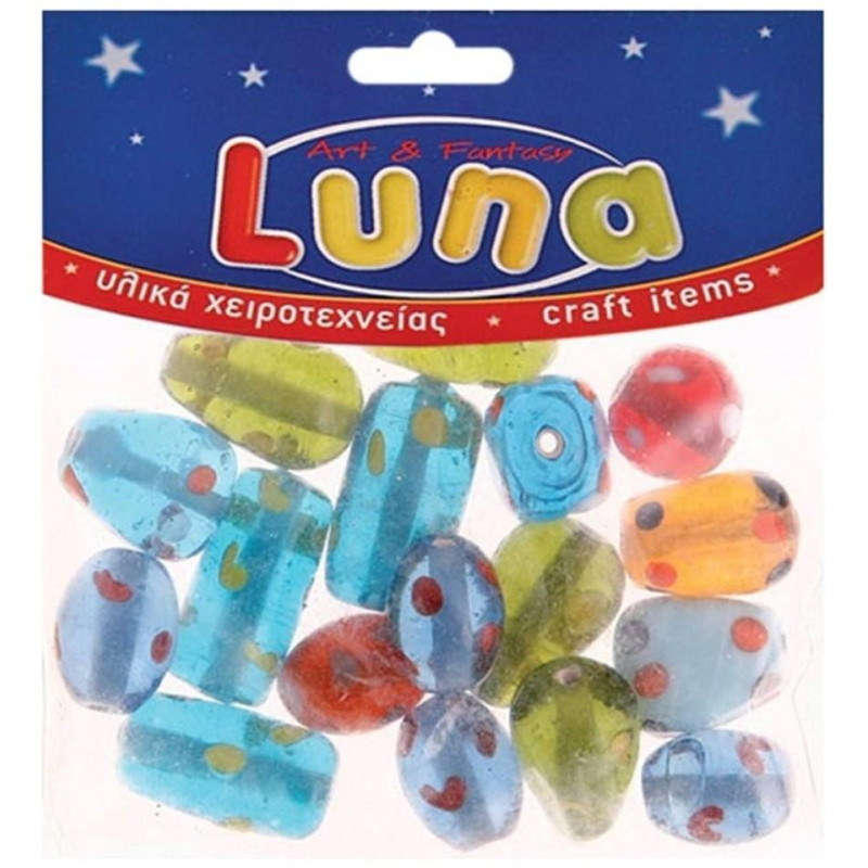 Luna Χάντρες Γιάλινες Κυλινδρικές Πουά 50gr