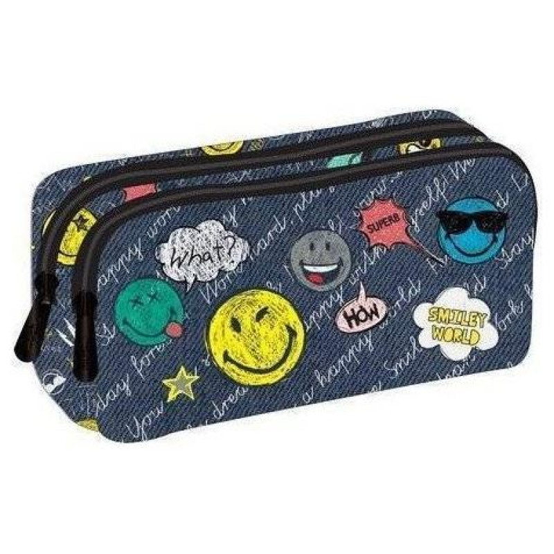 Luna Κασετίνα Διπλή φερμουάρ 20x6x9cm Smiley 504729