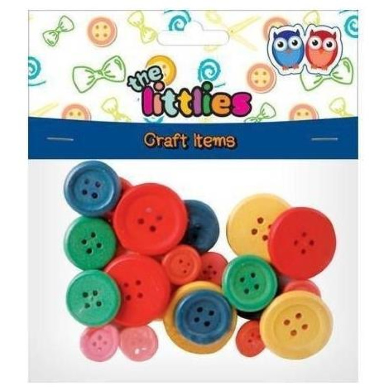 The Littlies Ξύλινα Κουμπιά Χρωματιστά 24 τεμ 646606