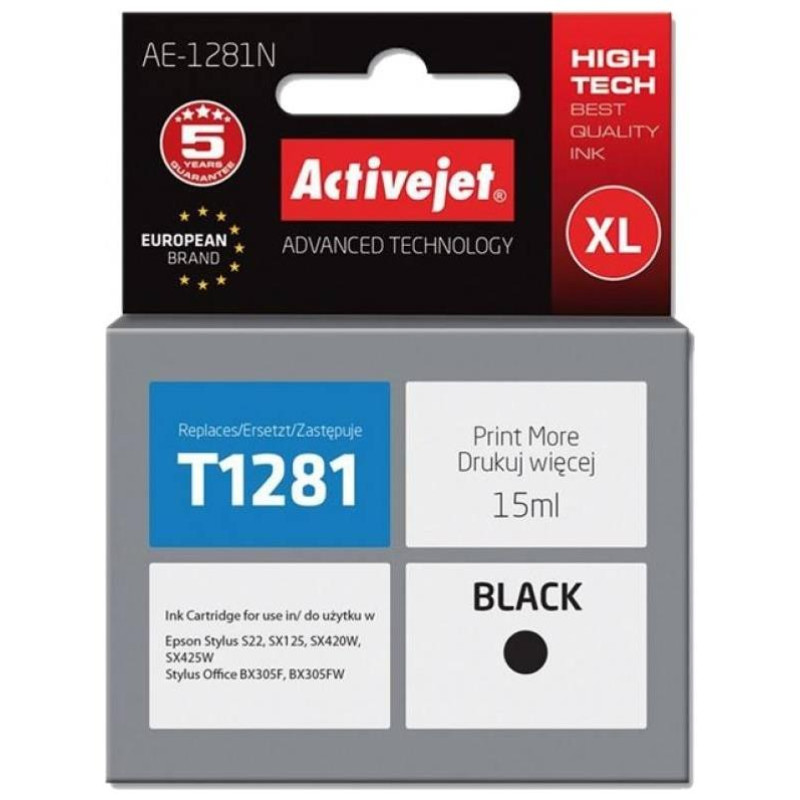 Active Jet Ink Συμβατό Με Epson AE-1281N T1281 Black 15ml Active Jet Ink Συμβατό Με Epson AE-1281N T1281 Black 15ml