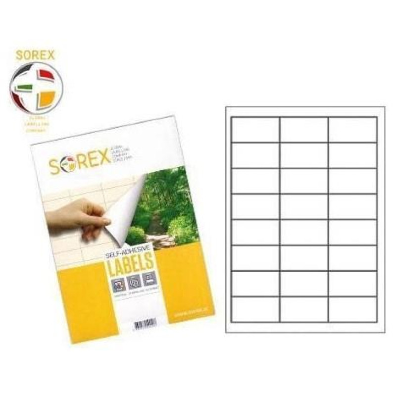 Sorex Ετικέττες Αυτ.Εκτυπ.A4 64,6X33,8mm 100Φ. Sorex Ετικέττες Αυτ.Εκτυπ.A4 64,6X33,8mm 100Φ.