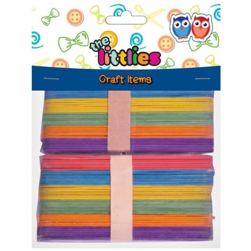 Ξυλάκια Χρωματιστά 150mm 80τεμ The Littlies 646517