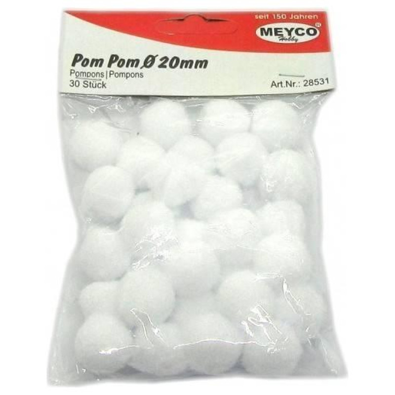 Meyco Pom-Pom 20mm  Λευκά M28531