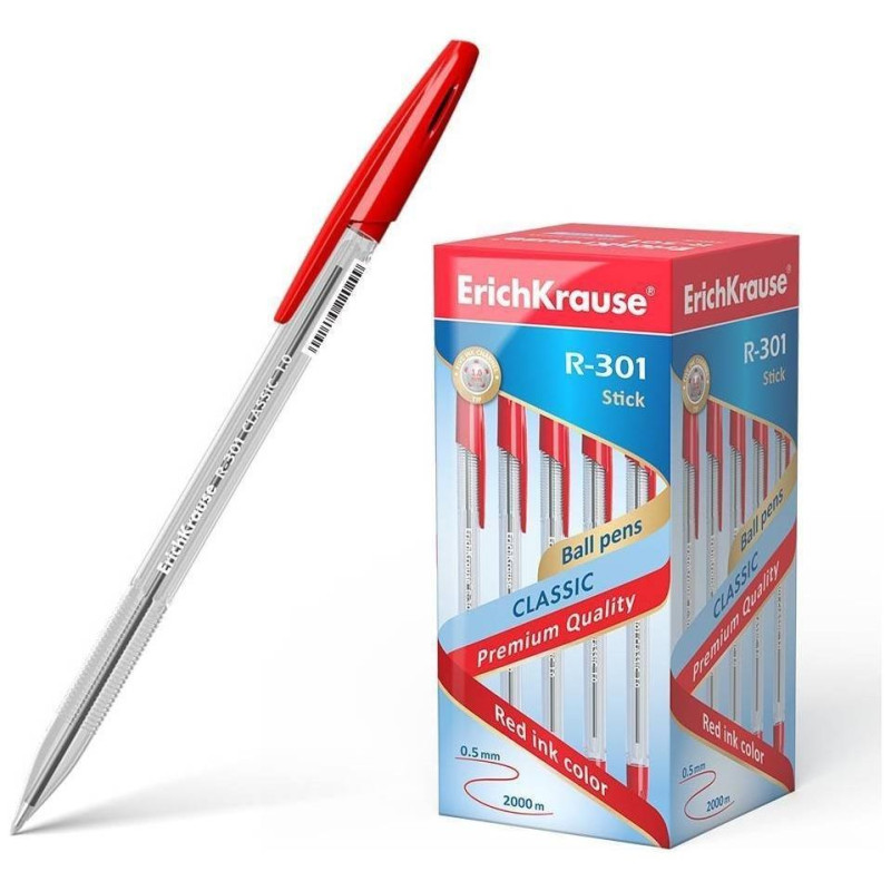 ErichKrause Στυλό R-301 Classic Stick 1.0mm Kόκκινο EK43186