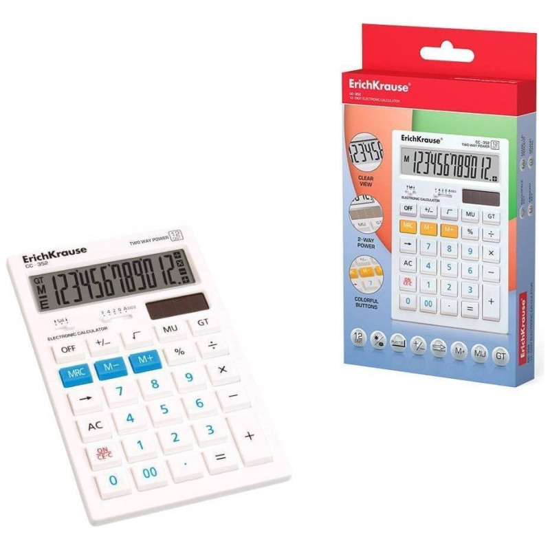 ErichKrause Ηλεκτρονική αριθμομηχανή 12-Digit  White CC-352 EK40352