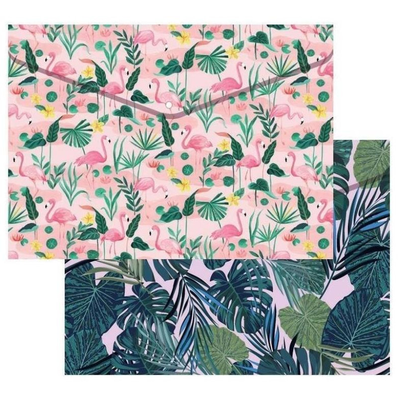 Miquelrius Φάκελος Κουμπί PP (1 Flamingo + 1 Tropical) A4 Flamingo 2τεμ. 844.160824