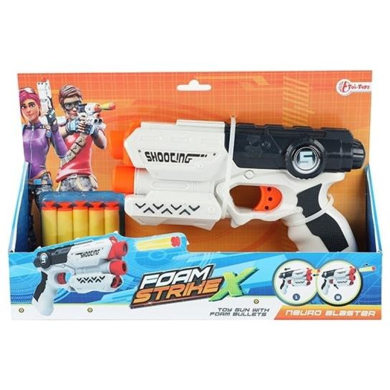 Toi Toys FOAM STRIKE-X Πιστόλι «Λευκό Μ» + 5 Βέλη Αφρού TT32845A Toi Toys FOAM STRIKE-X Πιστόλι «Λευκό Μ» + 5 Βέλη Αφρού TT32845A