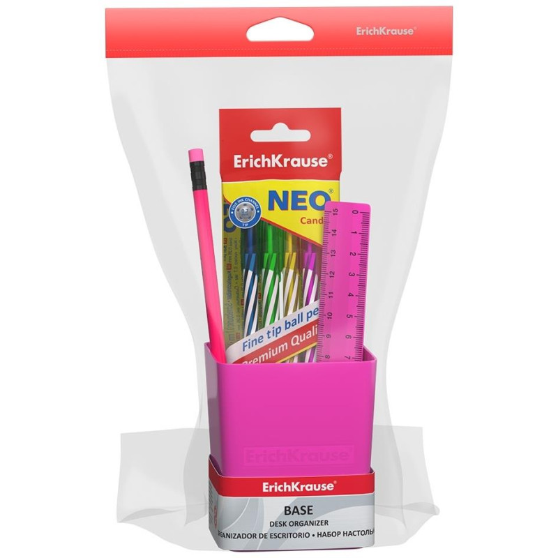 Erichkrause Δοχείο Γραφείου Base  Neon Solid Πράσινο Ροζ EK53275