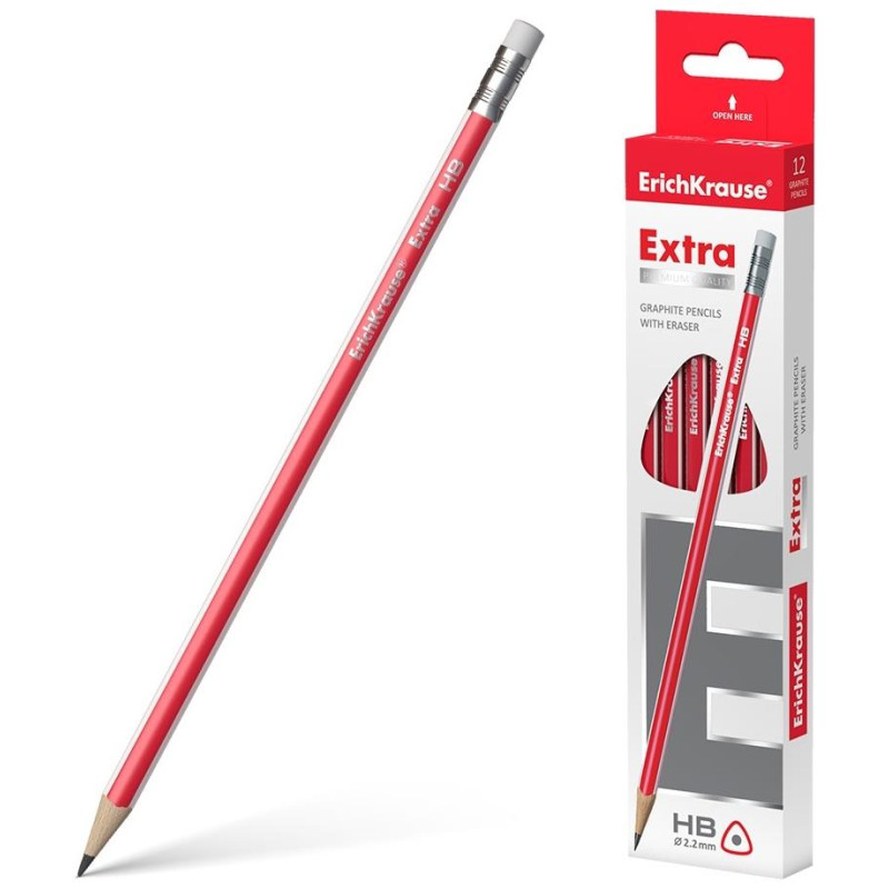 Erichkrause Τριγωνικό Μολύβι Γραφίτη Με Γόμα Erichkrause Extra HB EK43574