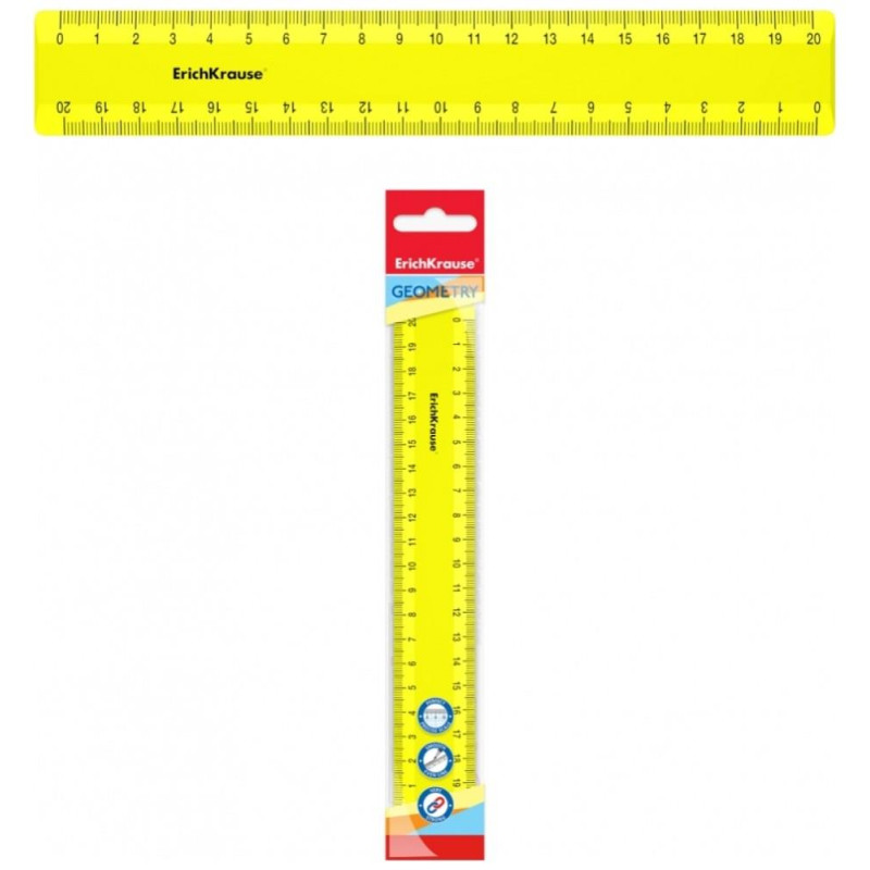 Erichkrause Πλαστικός Χάρακας Neon Solid 20cm EK50577