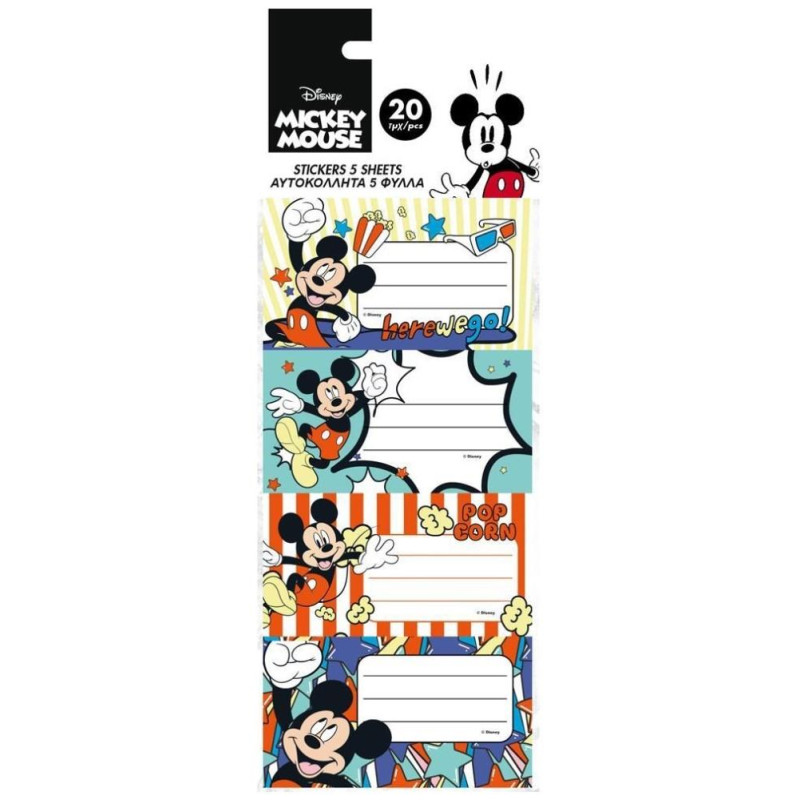 Διακάκης Ετικέτες Αυτοκόλλητες Mickey 20 τεμ 5φυλλα 563180