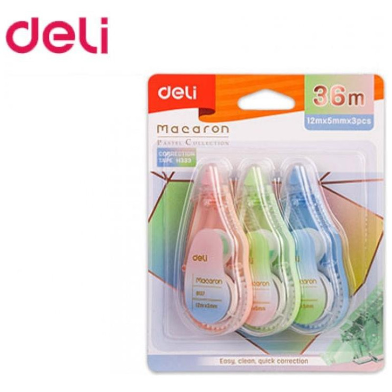 Deli Διορθωτική Ταινία 3τεμ 5mmx12m Macaron EΗ333