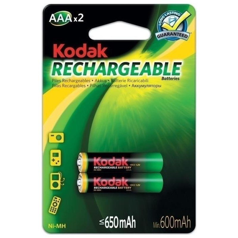 Kodak Επαναφορτιζόμενες Μπαταρίες AAA Ni-MH 650mAh 1.2V 2τμχ Kodak Επαναφορτιζόμενες Μπαταρίες AAA Ni-MH 650mAh 1.2V 2τμχ