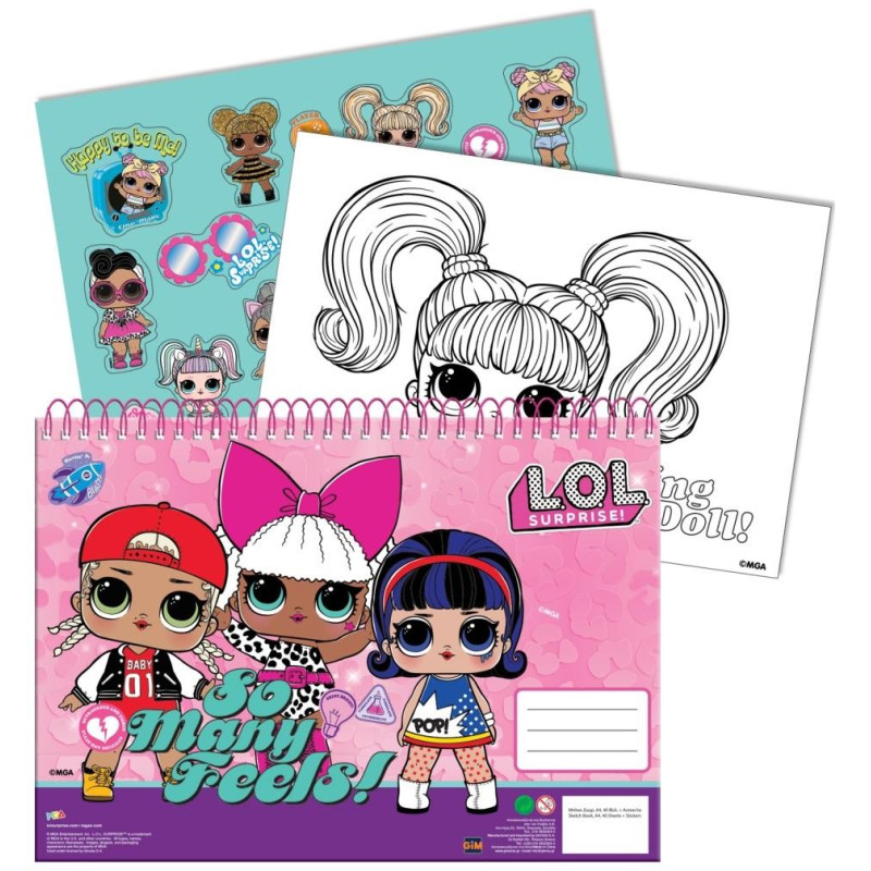 Gim Μπλοκ Ζωγραφικής 23x33cm 40φ+Sticker Lol 363-00416
