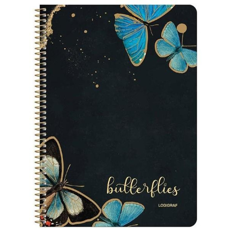 Logigraf Butterflies Τετράδιο Σπιράλ Wirelock Α4/21χ29 3 Θέματα 90φ/70gr