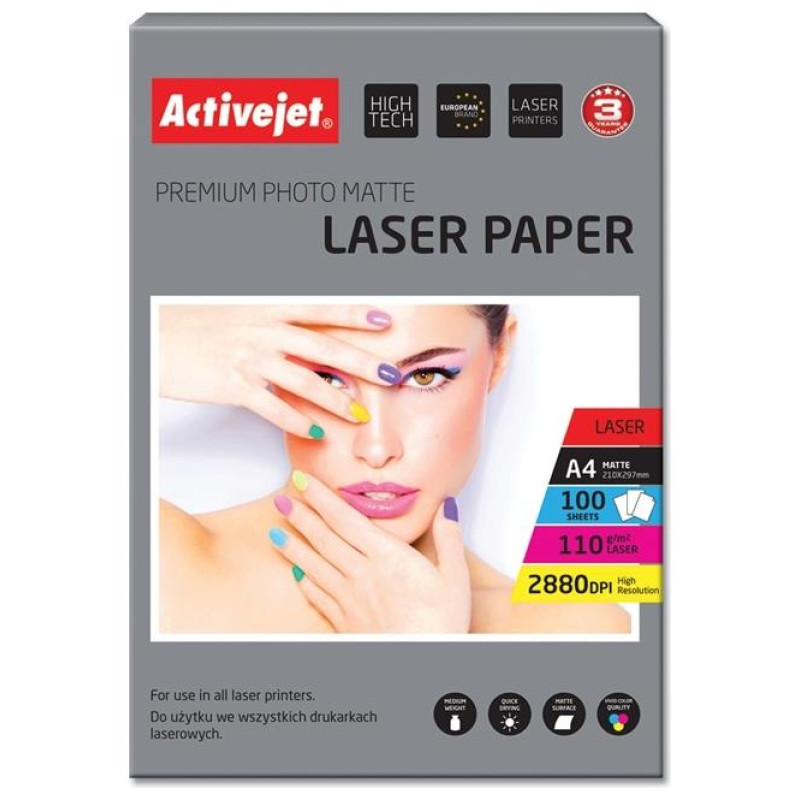 Active Jet Premium Photo Matte Φωτογραφικό Χαρτί A4 21x30 110gr/m² για Εκτυπωτές Laser 100 Φύλλα Active Jet Premium Photo Matte Φωτογραφικό Χαρτί A4 21x30 110gr/m² για Εκτυπωτές Laser 100 Φύλλα