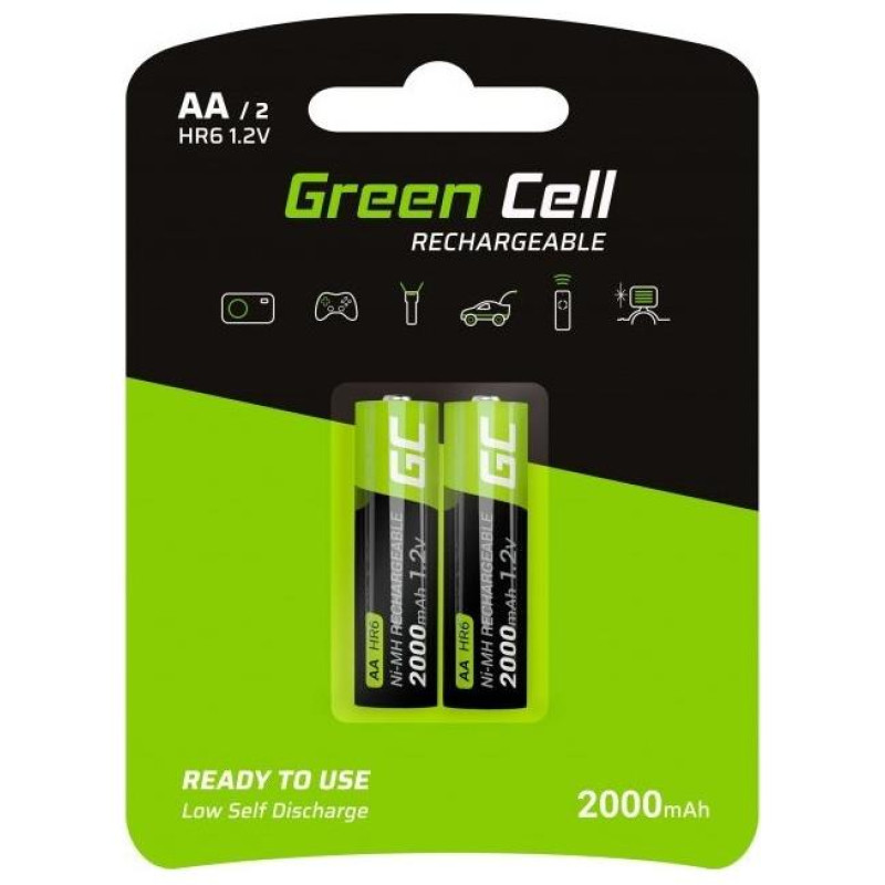 Green Cell Επαναφορτιζόμενες Μπαταρίες AA Ni-MH 2000mAh 1.2V 2τμχ