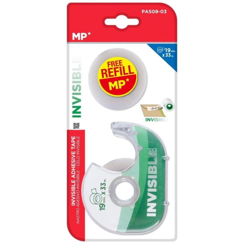 MP Αυτοκόλλητη Ταινία Ιnvisible 19x33mm με Βάση + Δώρο Σελοτέιπ PA508-03 MP Αυτοκόλλητη Ταινία Ιnvisible 19x33mm με Βάση + Δώρο Σελοτέιπ PA508-03