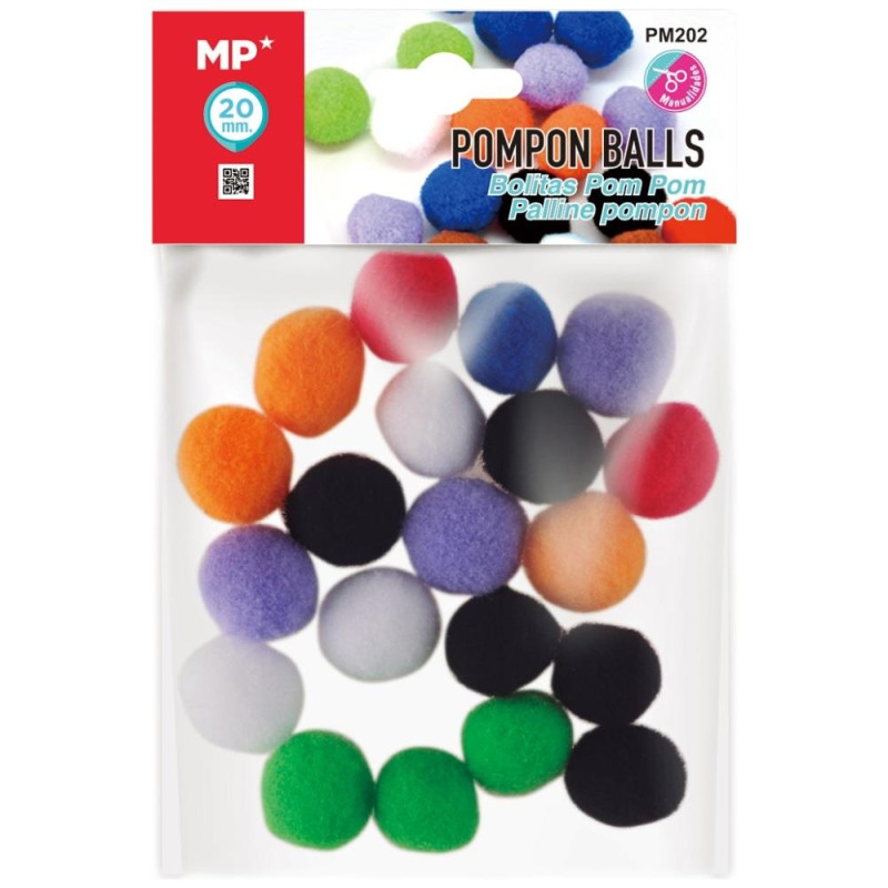 MP Χρωματιστές μπάλες Pompom για χειροτεχνίες 20mm PM202