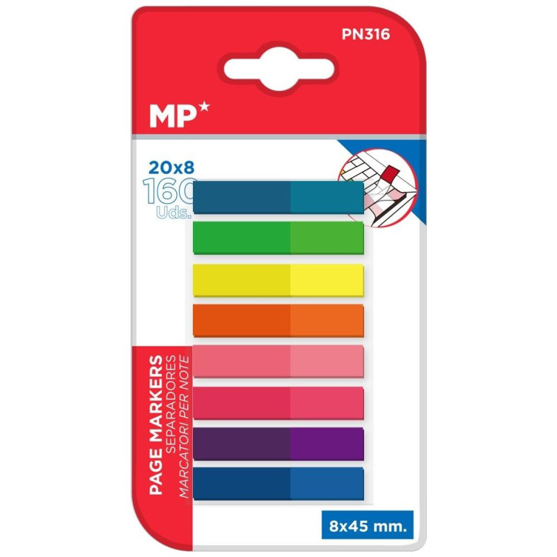 MP Αυτοκόλλητοι Σελιδοδείκτες 8x45mm 160 Tεμ PN316