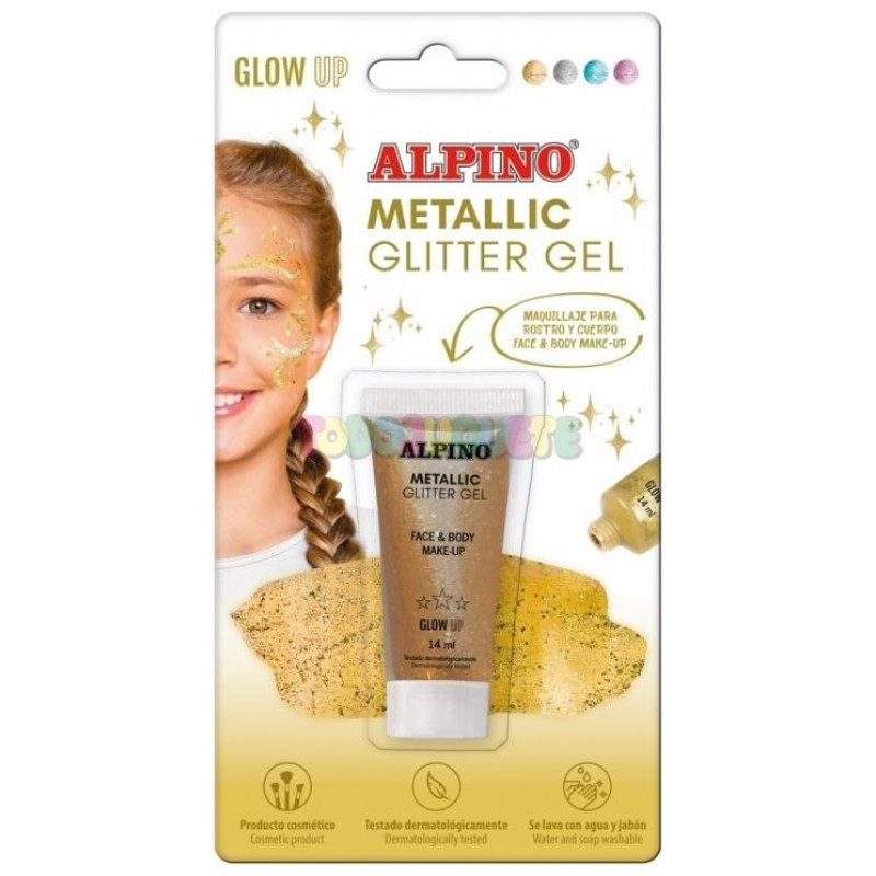 Alpino Face And Body Metallic Glitter Gel 14ml Gold 613466