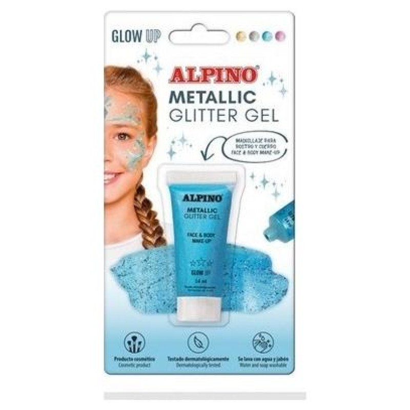 Alpino Face And Body Metallic Glitter Gel 14ml Blue 613442