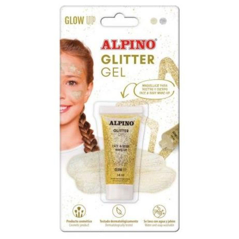 Alpino Face And Body Metallic Glitter Gel 14ml Gold 613497 Alpino Face And Body Metallic Glitter Gel 14ml Gold 613497