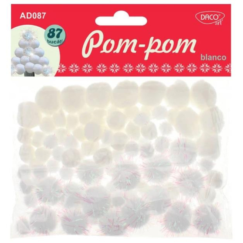 Daco Αξεσουάρ Χειροτεχνίας Pom-Pom White AD087