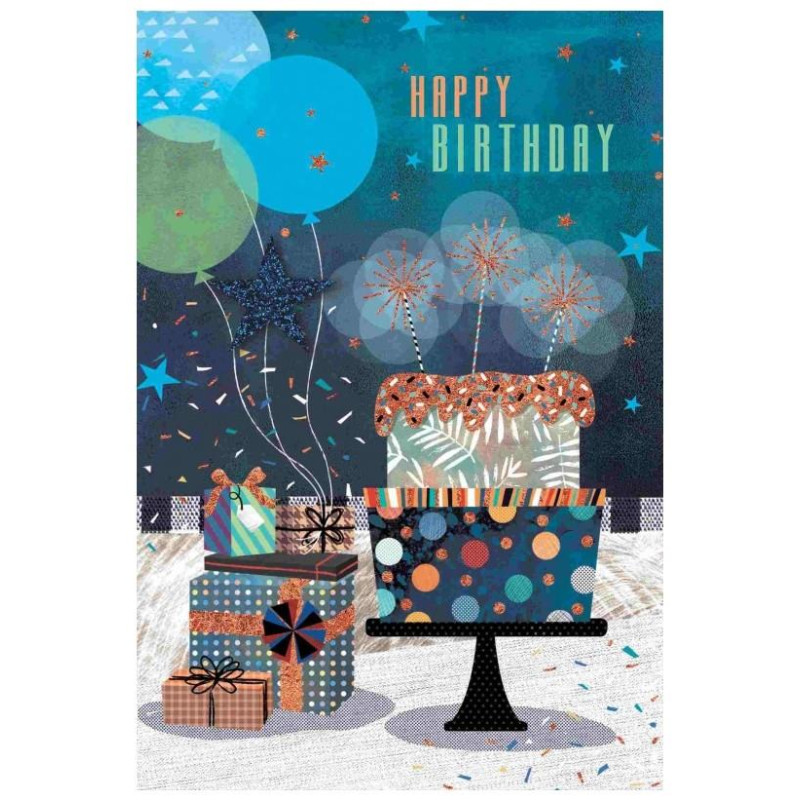 12 Εποχές Handmade Κάρτα Παραλληλόγραμμη 11x17cm-Happy Birtday -Τούρτα CN-01-FL47-3