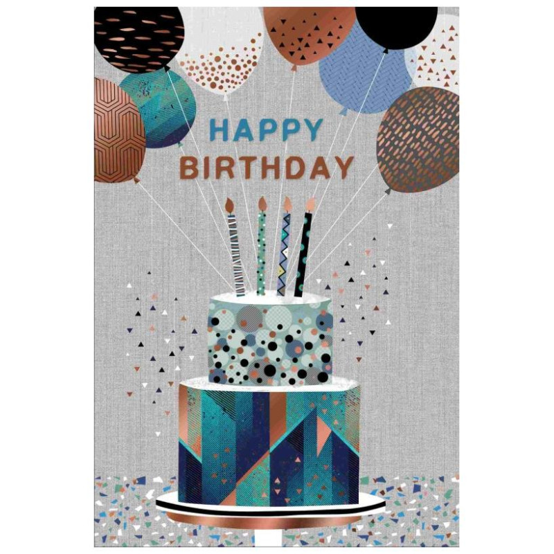 12 Εποχές Handmade Κάρτα Παραλληλόγραμμη Happy Birthday Τούρτα CN-01-FL105-16