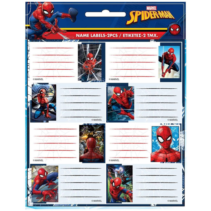 Gim Ετικέτες Τετραδίων 2τμχ Spiderman 777-50146
