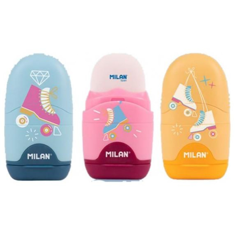 Milan Γόμα - Ξύστρα Μονή Capsule Roller 3 Ασορτί Χρώματα Milan 4701116RL