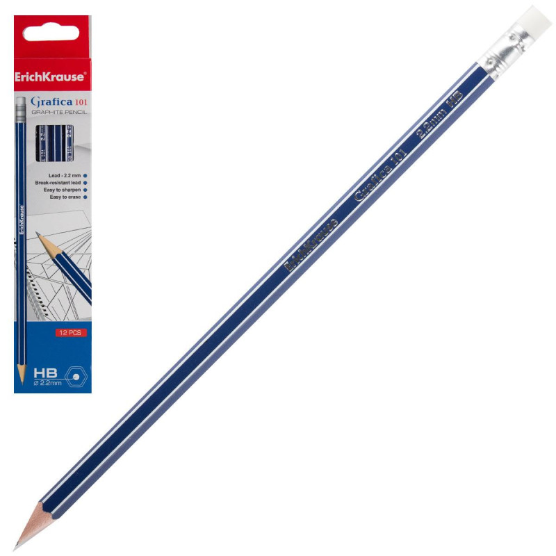 Erichkrause Εξαγωνικό Μολύβι Γραφίτη Με Γόμα Erichkrause Grafica 101 HB EK32852