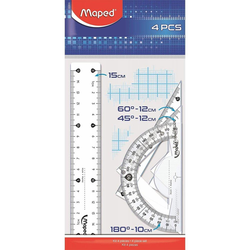 Maped Μικρό Σετ Οργάνων Γεωμετρίας Cristal 242- 4 τεμ 242815