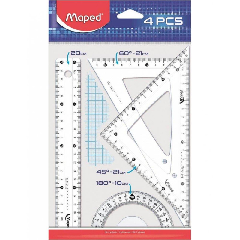 Maped Μεσαίο Σετ Οργάνων Γεωμετρίας Cristal 242- 4 τεμ 242820