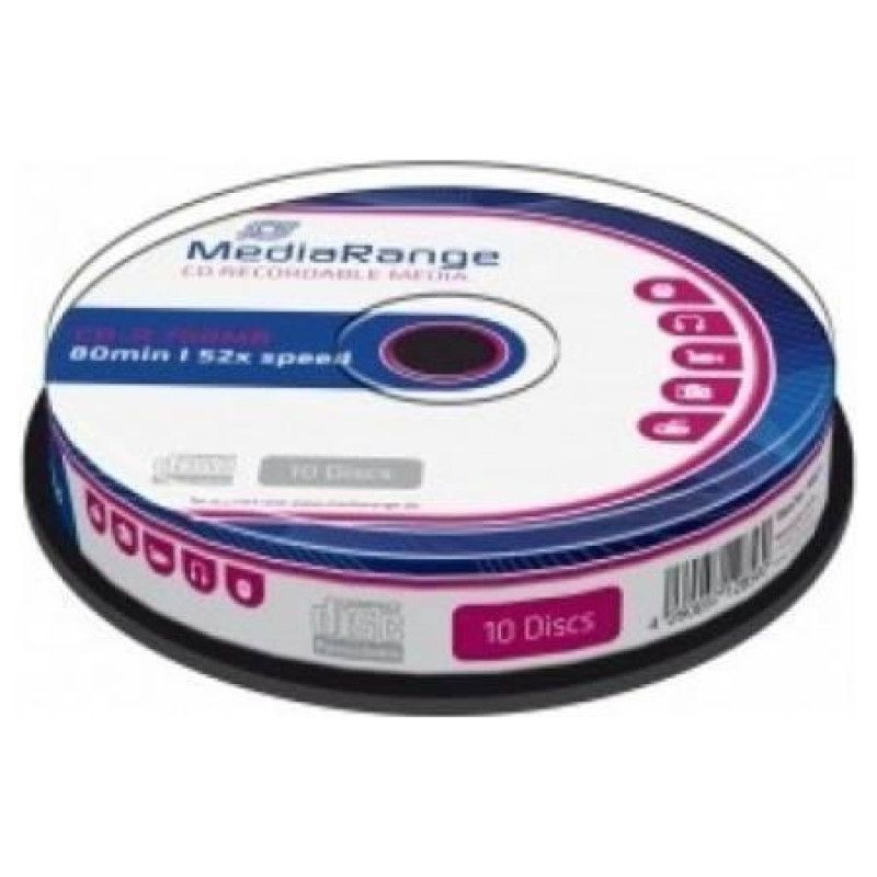 MediaRange CD-R 700MB|80min 52x speed, Cake 10 MR214 MediaRange CD-R 700MB|80min 52x speed, Cake 10 MR214